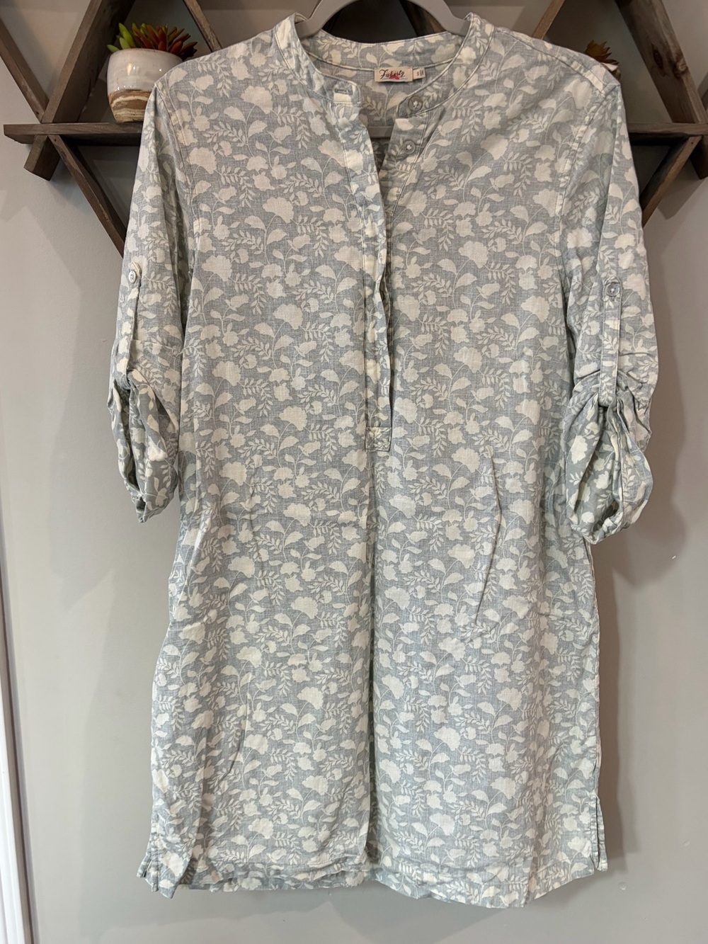 Faherty Penelope Linen-Blend Popover Shift Dress. Size small.
